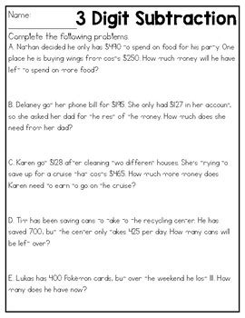 3 digit addition subtraction word problems|3 Digit Addition and Subtraction Word Problems .